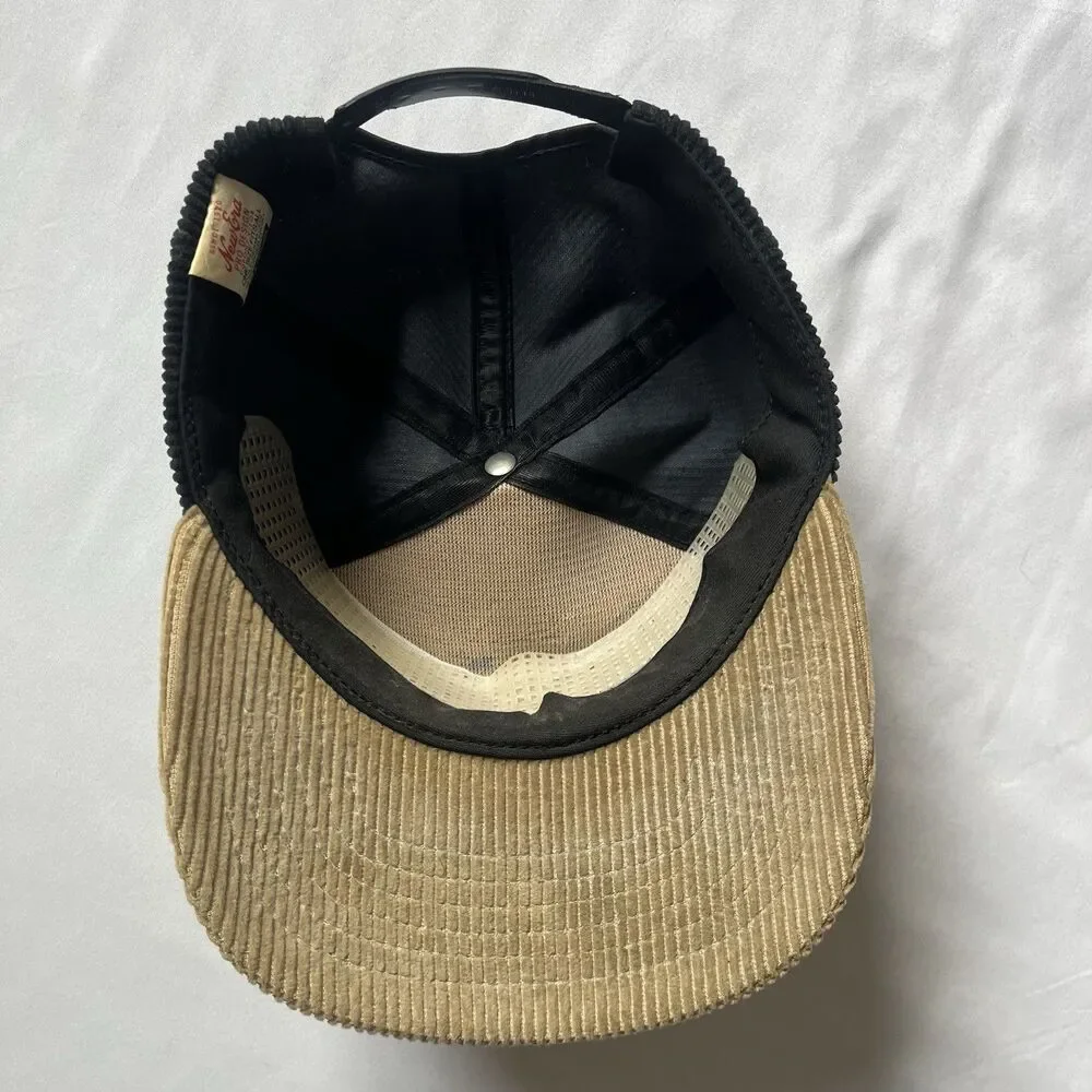 Vintage New Era NFL Dallas Cowboys Corduroy Snapback Black Tan Hat Made in USA